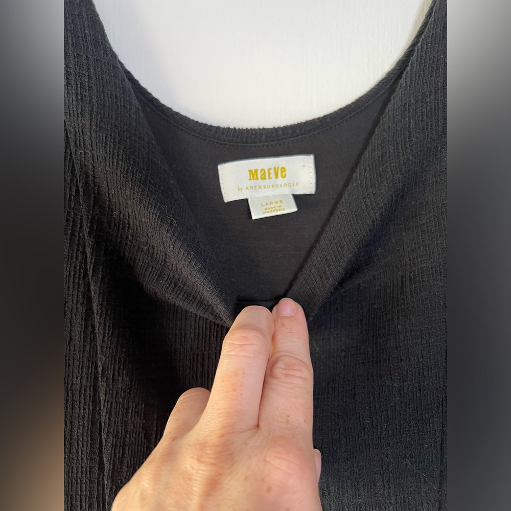 Anthropologie Black Fit-and-Flare Short Sleeve Dress - Picture 9 of 11